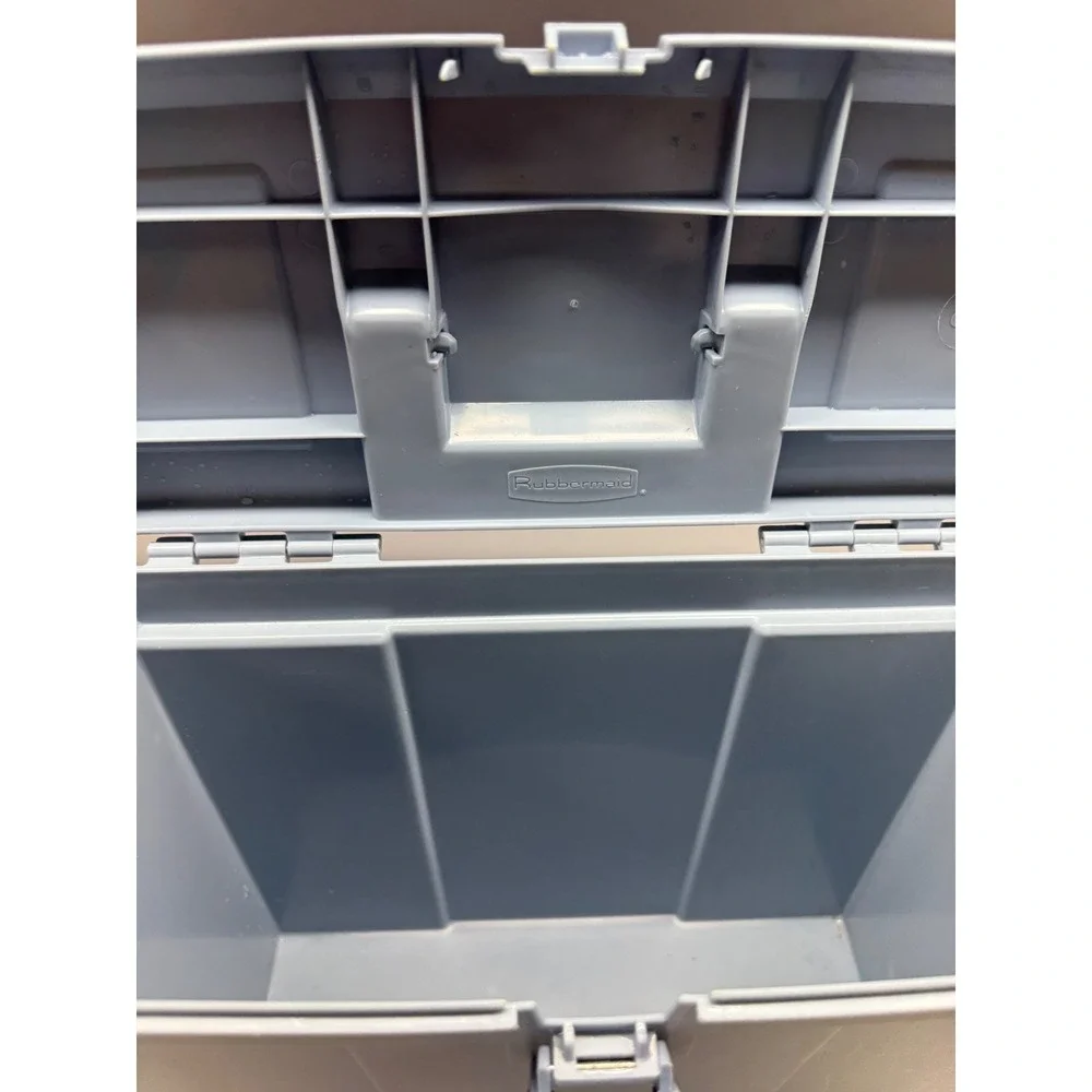 Vintage Rubbermaid Portable File Storage Box Gray Plastic Organizer Latch